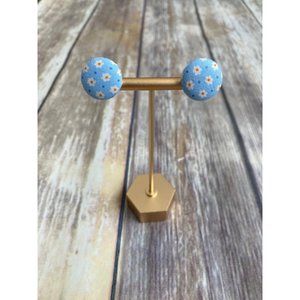 NEW handmade floral and dot fabric stud button earrings